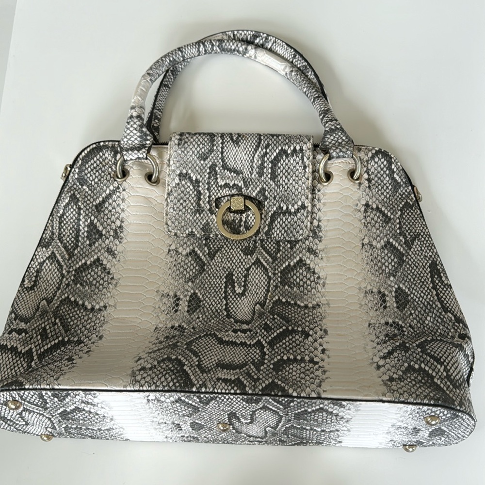 FIORELLI LARGE CREAM AND GREY SNAKE SKIN BAG